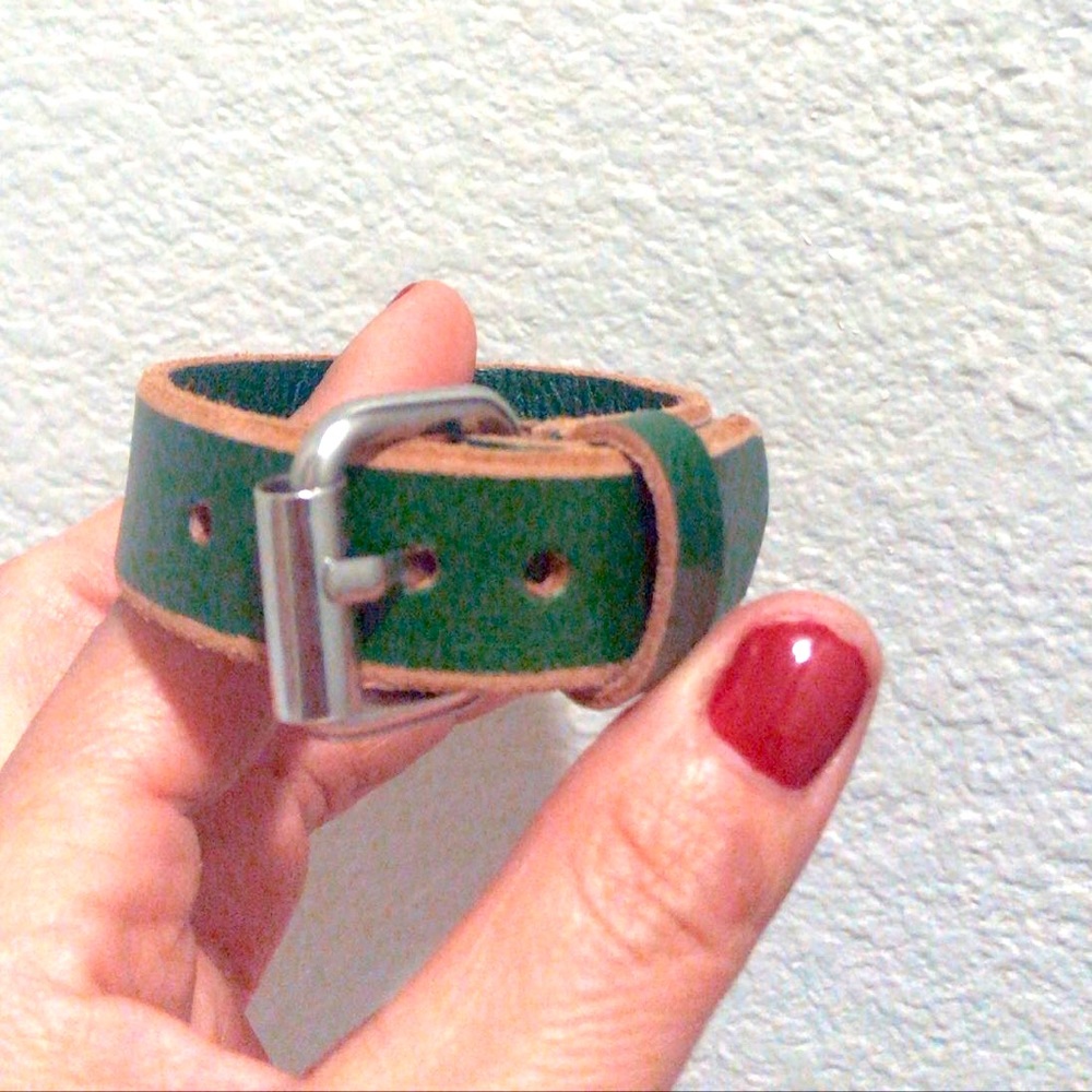 Leather green cuff
